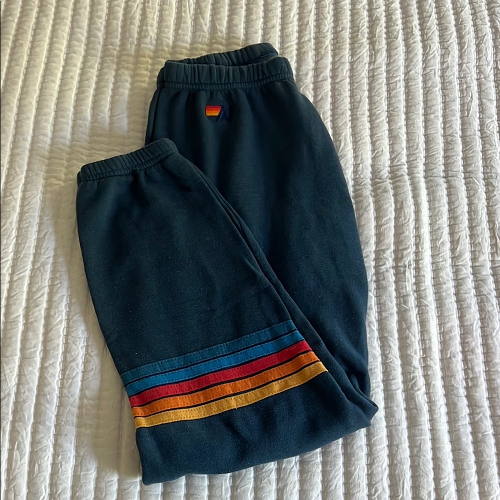 aviator nation navy sweatpants rainbow 🌈 💙